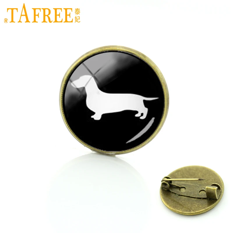 

TAFREE Best Deals Ever dog silhouette brooches supernatural hound metal pin Limited Romantic Dachshund Horse jewelry T354