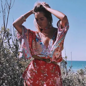 Bohemian Floral Printed Long Kimono Rompers Irregular Deep V-Neck Playsuits Holiday Party Batwing Sleeved Stitching Siamese
Bohemian Floral Printed Long Kimono Rompers Irregular Deep V-Neck Playsuits Holiday Party Batwing Sleeved Stitching Siamese