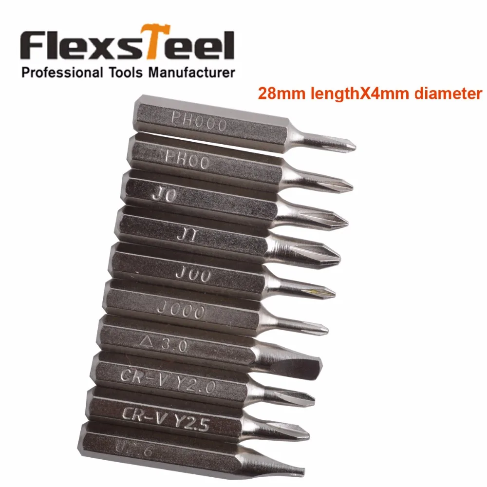 Flexsteel Good Quality 10PCS CR-V Precision Screwdriver Bit Set Including PH000,PH00,J0,J1,J00,J000,Y2.0,Y2.5,U2.6,Triangle 3.0
Flexsteel Good Quality 10PCS CR-V Precision Screwdriver Bit Set Including PH000,PH00,J0,J1,J00,J000,Y2.0,Y2.5,U2.6,Triangle 3.0
