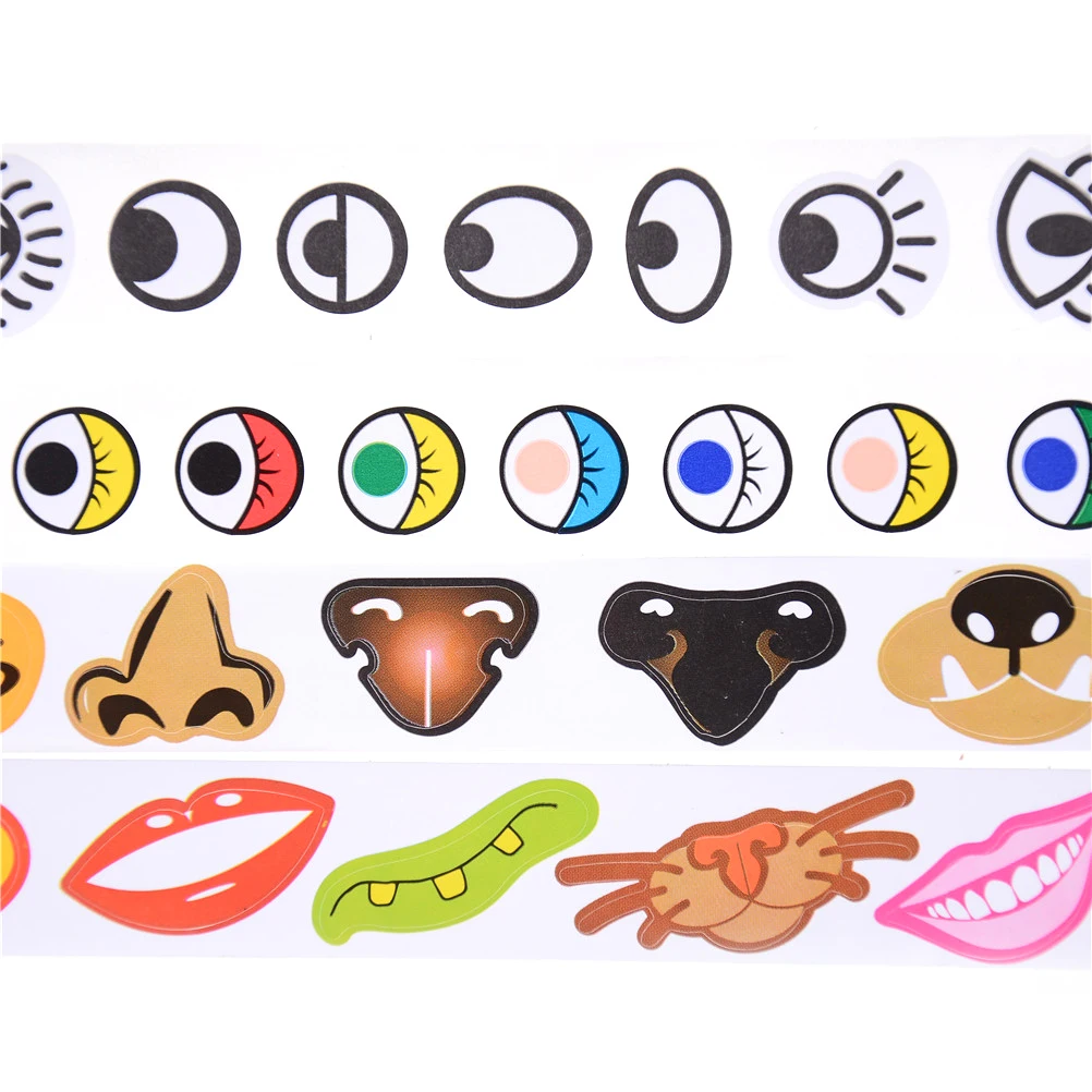 1 Roll Eye/Nose/Mouth Self adhesive Paper Stickers Roll Kids Stickers