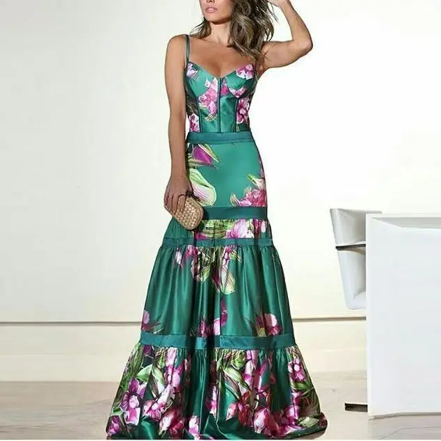 Spaghetti Strap Floral Printed Maxi Party Club Dresses for Women V Neck Trumpet Summer Dresses Zip Empire Sexy Elegant Vestidos
Spaghetti Strap Floral Printed Maxi Party Club Dresses for Women V Neck Trumpet Summer Dresses Zip Empire Sexy Elegant Vestidos