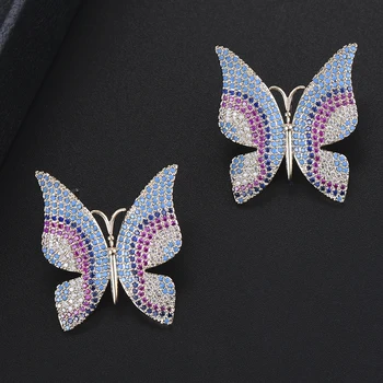 25*28 mm Personality Butterfly Shape Stud Earrings Full Cubic Zirconia Inlaid Fashion Jewelry Statement For Women Daily Wearing
25*28 mm Personality Butterfly Shape Stud Earrings Full Cubic Zirconia Inlaid Fashion Jewelry Statement For Women Daily Wearing