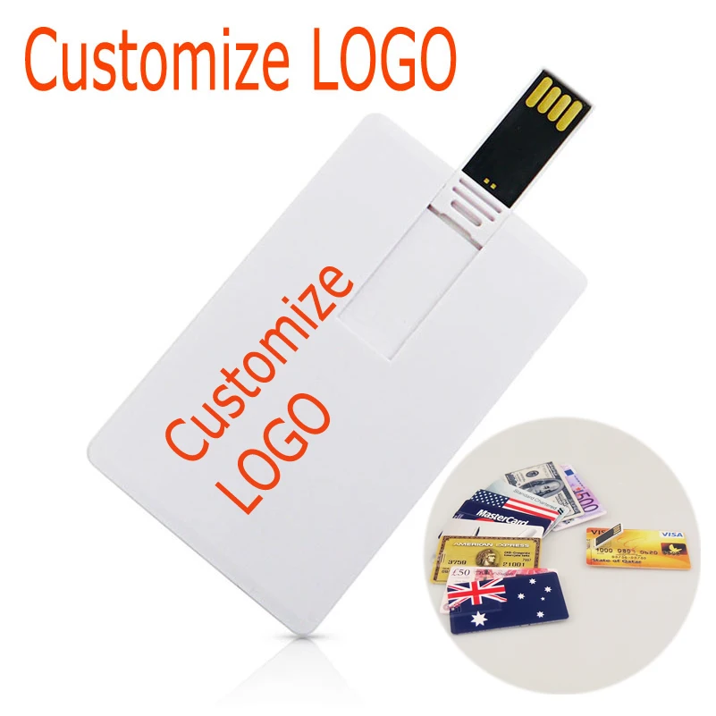 

(over 10pcs Logo Free)Credit Card USB 2.0 4gb 8gb 16gb 32gb 64gb Photo Print Pendrive Business Dark Flash Pen Drive Memory Stick