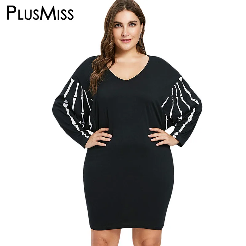 PlusMiss Plus Size 5XL Halloween Skull Skeleton Print Black Party Dresses Women Big Size Batwing Sleeve Dress XXXXL XXXL XXL
PlusMiss Plus Size 5XL Halloween Skull Skeleton Print Black Party Dresses Women Big Size Batwing Sleeve Dress XXXXL XXXL XXL