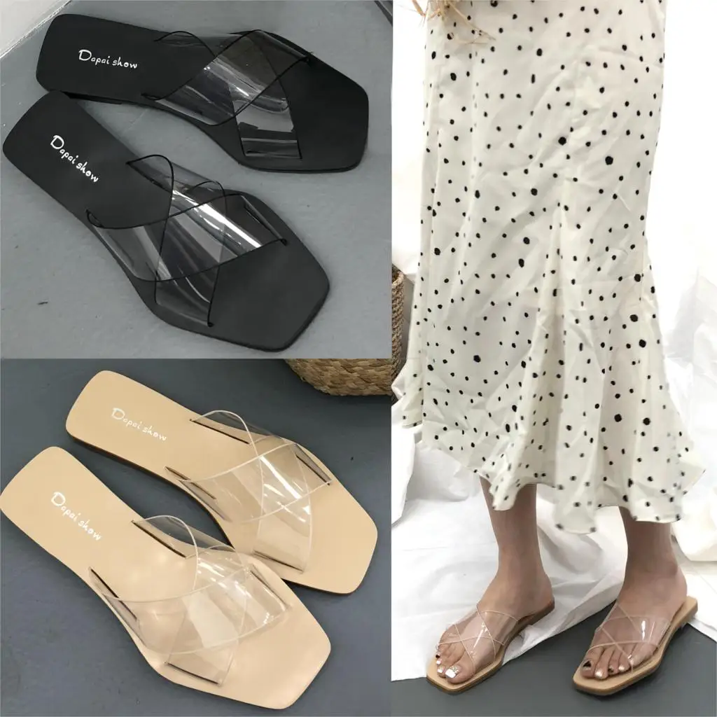 2018 Spring And Summer New Fashion Transparent Cross With Flat Bottom Half Slippers Daily Wear Shoes
2018 Spring And Summer New Fashion Transparent Cross With Flat Bottom Half Slippers Daily Wear Shoes