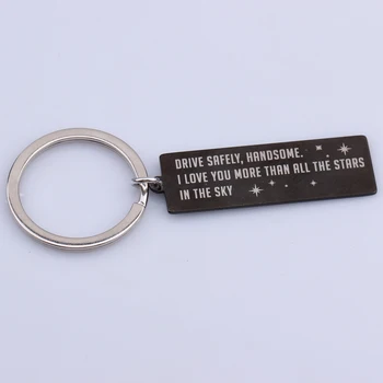 Black Keychain 1pcs Engraved "Drive Safe Handsome I Love You"For Couple Boyfriend Girlfriend Jewelry Fashion Key Chain 
Black Keychain 1pcs Engraved "Drive Safe Handsome I Love You"For Couple Boyfriend Girlfriend Jewelry Fashion Key Chain