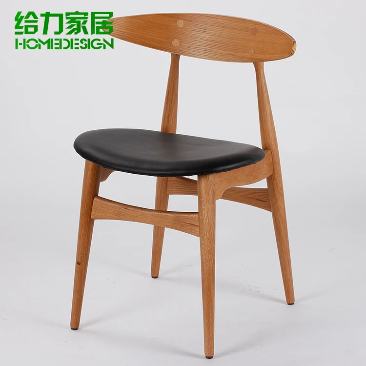 Hans simple leather dining chair wood coffee Ikea wooden chairs European country specials | Мебель