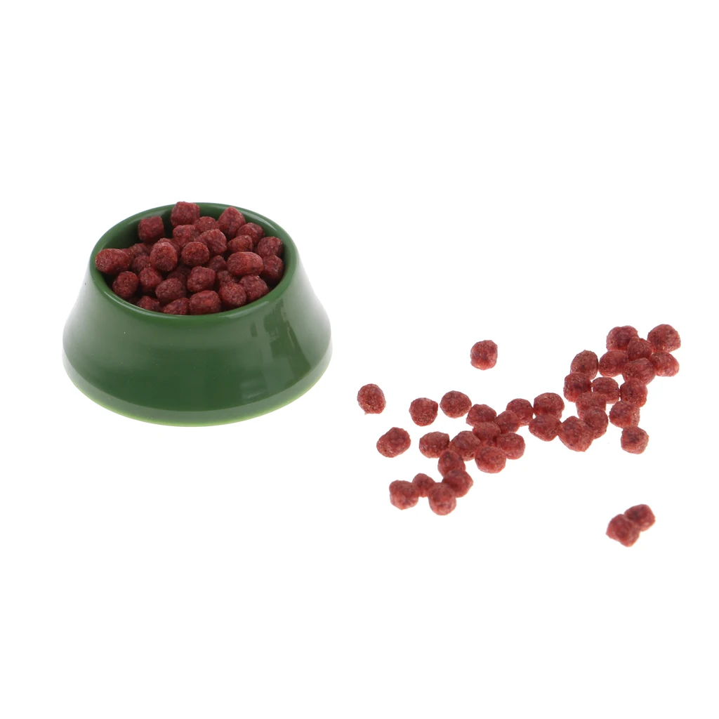 1/12 Dolls House Miniatures Puppy Pet Dog Food On a Bowl Kitchen Garden Accessory