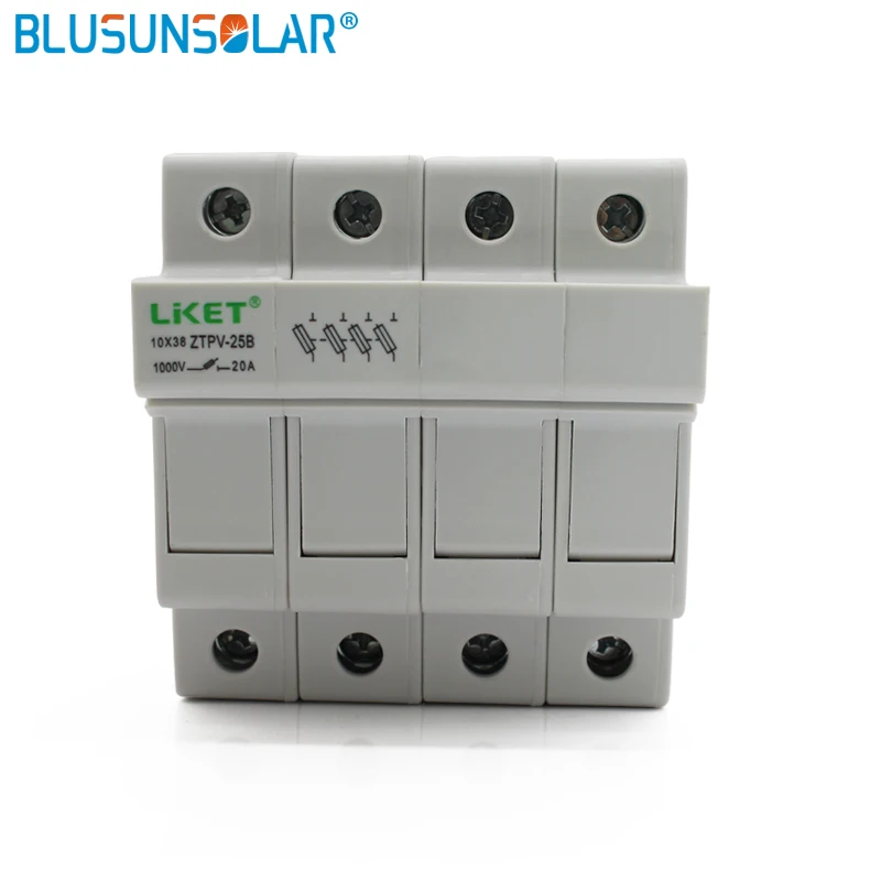 BLUSUNSOLAR 1000V DC 10x38mm Solar PV Four Fuse Holder DC Fuse Holder for Solar System Protection
BLUSUNSOLAR 1000V DC 10x38mm Solar PV Four Fuse Holder DC Fuse Holder for Solar System Protection