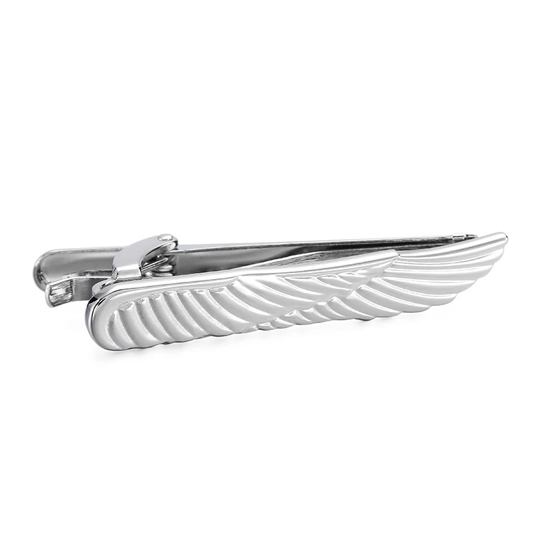 

Novelty Fashion Men silvery Metal Feather Tie Clip Bar Wing Necktie Pin Clasp Clamp Wedding Charm Creative Christmas Gift New