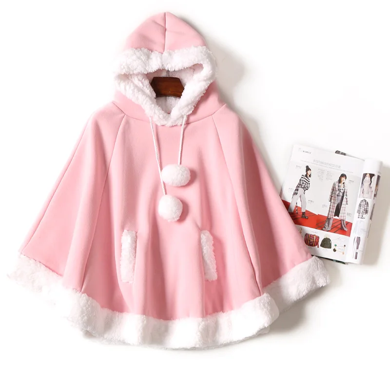 Spring new Women Kawaii Cape Japanese Batwing Sleeve Cute Girls Hood Harajuku Cloak Fleece Fresh Hoodies Young Girls Students
Spring new Women Kawaii Cape Japanese Batwing Sleeve Cute Girls Hood Harajuku Cloak Fleece Fresh Hoodies Young Girls Students