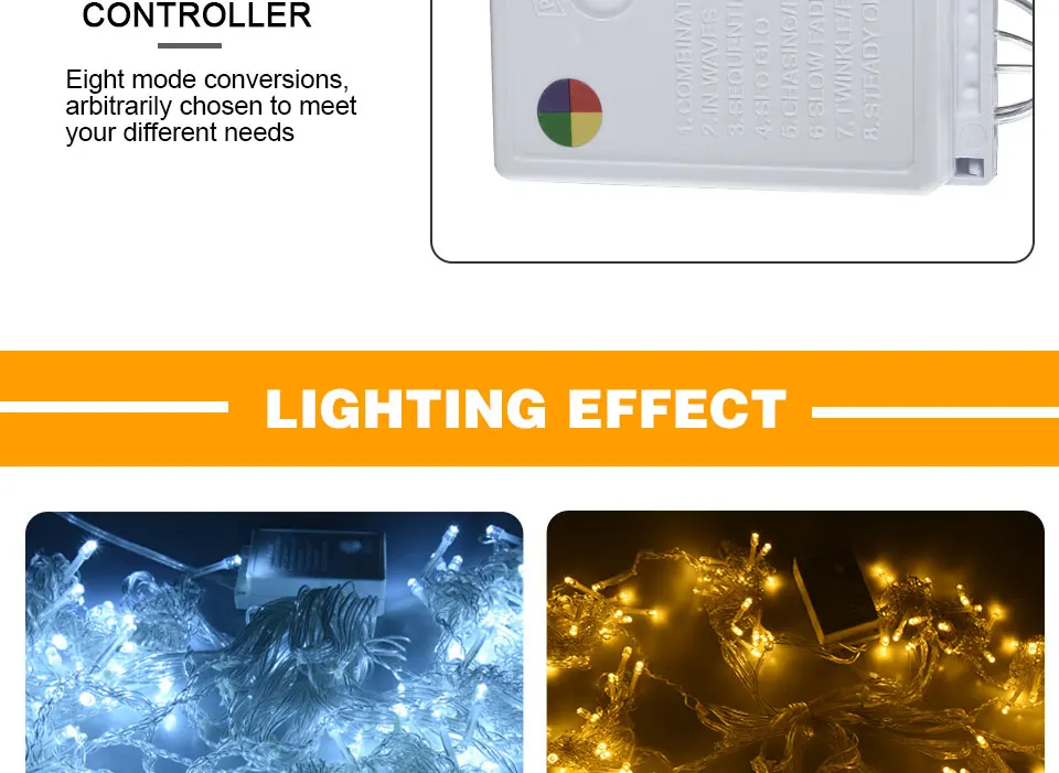 300LEDs Christmas Holiday Lighting 3X3 Meters 18W IP44 Waterproof Xmas Garden Garland Indoor Bedroom Curtain Decoration Lamps (10)