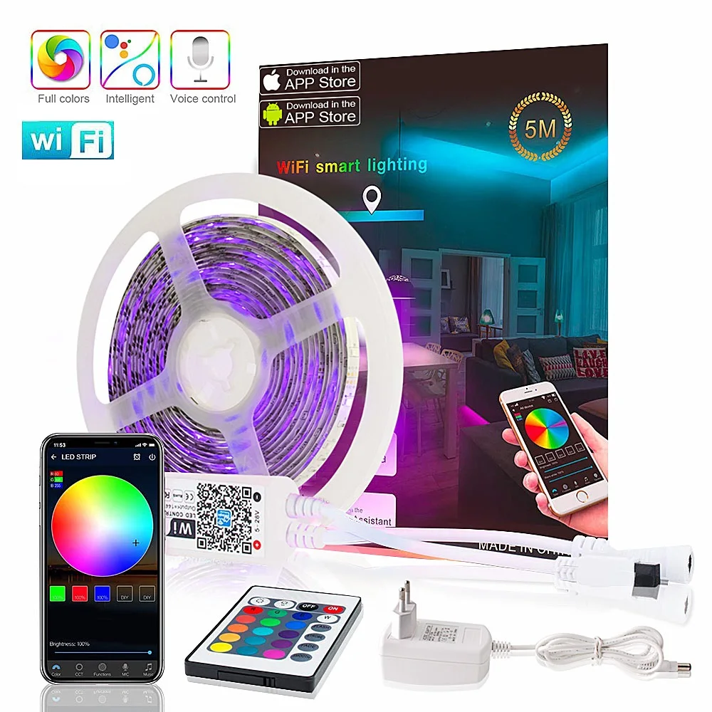 WIFI RGB LED Light Strip SMD 2835 15M Tape Waterproof RGB Ribbon Diode 5M 10M Led Flexible DC12V WIFI Controller
WIFI RGB LED Light Strip SMD 2835 15M Tape Waterproof RGB Ribbon Diode 5M 10M Led Flexible DC12V WIFI Controller