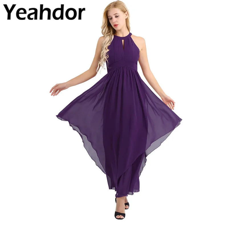 Womens Ladies Sleeveless Halter Chiffon Elegant Party Dress Pleated Party Prom Gown Bridesmaid Dress Wedding Pageant Vestidos
Womens Ladies Sleeveless Halter Chiffon Elegant Party Dress Pleated Party Prom Gown Bridesmaid Dress Wedding Pageant Vestidos