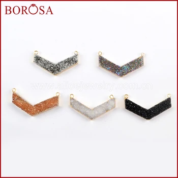 BOROSA 5PCS New Gold Color Natural Boomerang Titanium AB Druzy Connector Double Bails Rainbow Drusy Jewelry for Necklace G0734 
BOROSA 5PCS New Gold Color Natural Boomerang Titanium AB Druzy Connector Double Bails Rainbow Drusy Jewelry for Necklace G0734
