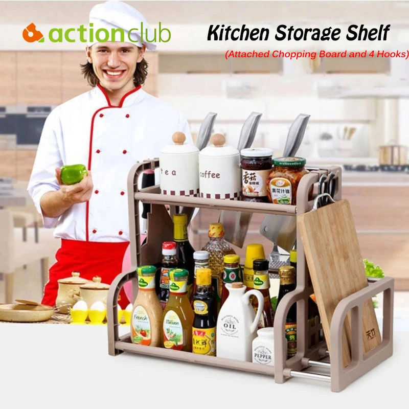 ACTIONCLUB Multi-functional 2 Layers Kitchen Storage Seasoning Sauce Shelf Kitchen Tools With Knife Holder Chopping Rack
ACTIONCLUB Multi-functional 2 Layers Kitchen Storage Seasoning Sauce Shelf Kitchen Tools With Knife Holder Chopping Rack