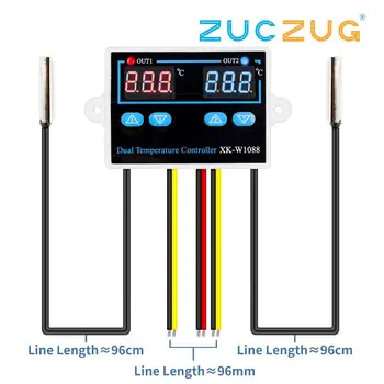 Digital Dual Thermostat Regulator XK-W1088 10A Direct Output Temperature Controller LED Display Heating Cooling Control Switch
Digital Dual Thermostat Regulator XK-W1088 10A Direct Output Temperature Controller LED Display Heating Cooling Control Switch