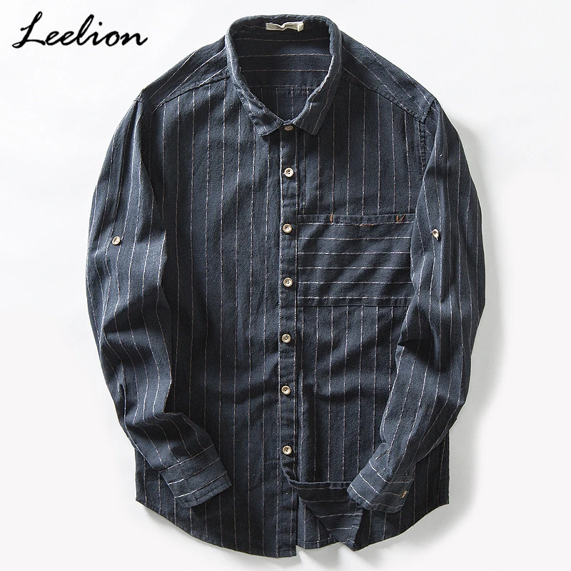 LeeLion 2018 Autumn Plus Size Shirt Men Striped Breathable Linen Long Sleeve Casual Slim Shirts Fashion Brand Camisa Masculina
LeeLion 2018 Autumn Plus Size Shirt Men Striped Breathable Linen Long Sleeve Casual Slim Shirts Fashion Brand Camisa Masculina