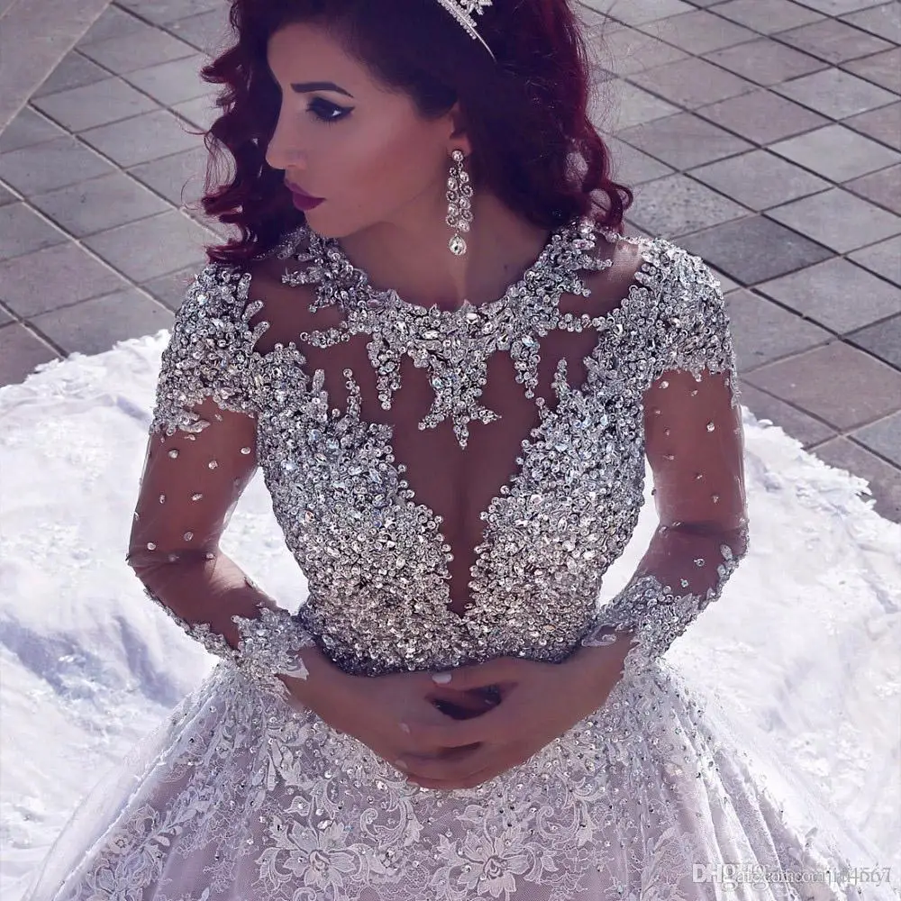 Женское свадебное платье с длинным рукавом бальное бусинами в арабском
