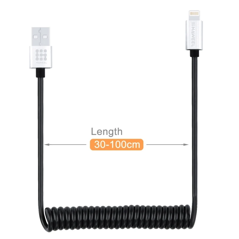 HAWEEL 2A 8 Pin к USB 2 0 выдвижной спиральный кабель синхронизации данных и зарядки для
