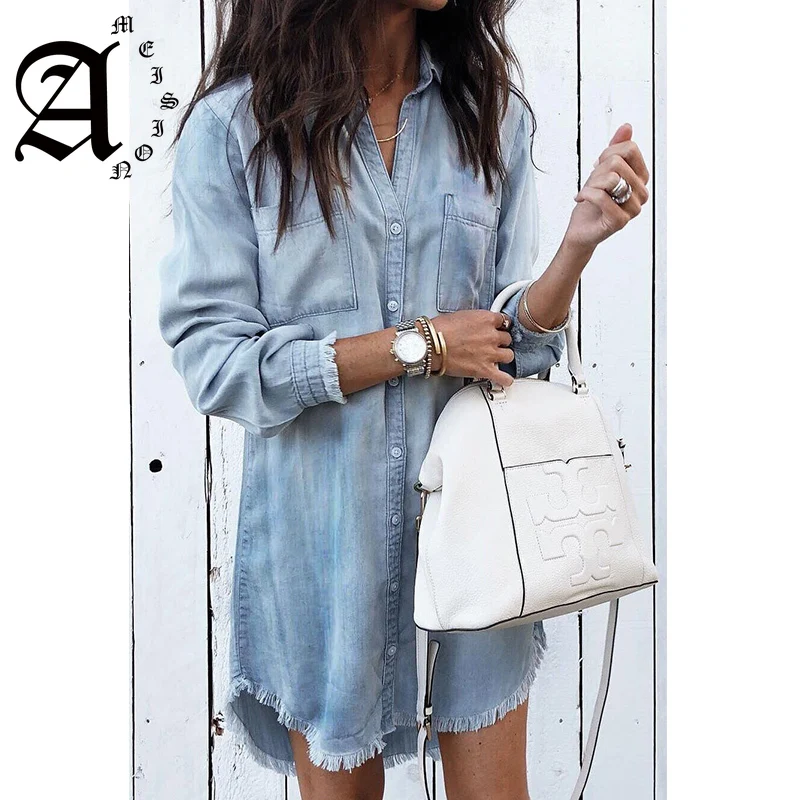 Ameision 2019 Women Summer Dress Casual Female Long Sleeve Loose Shirts MiniChic Ladies Turn-down Collar Shirt Short Dresses
Ameision 2019 Women Summer Dress Casual Female Long Sleeve Loose Shirts MiniChic Ladies Turn-down Collar Shirt Short Dresses