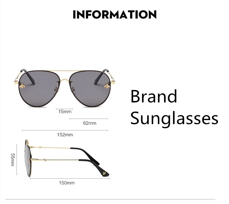 ASOUZ 2019 new fashion ladies sunglasses UV400 metal oval frame bee sunglasses classic brand design sports driving sunglasses (8)