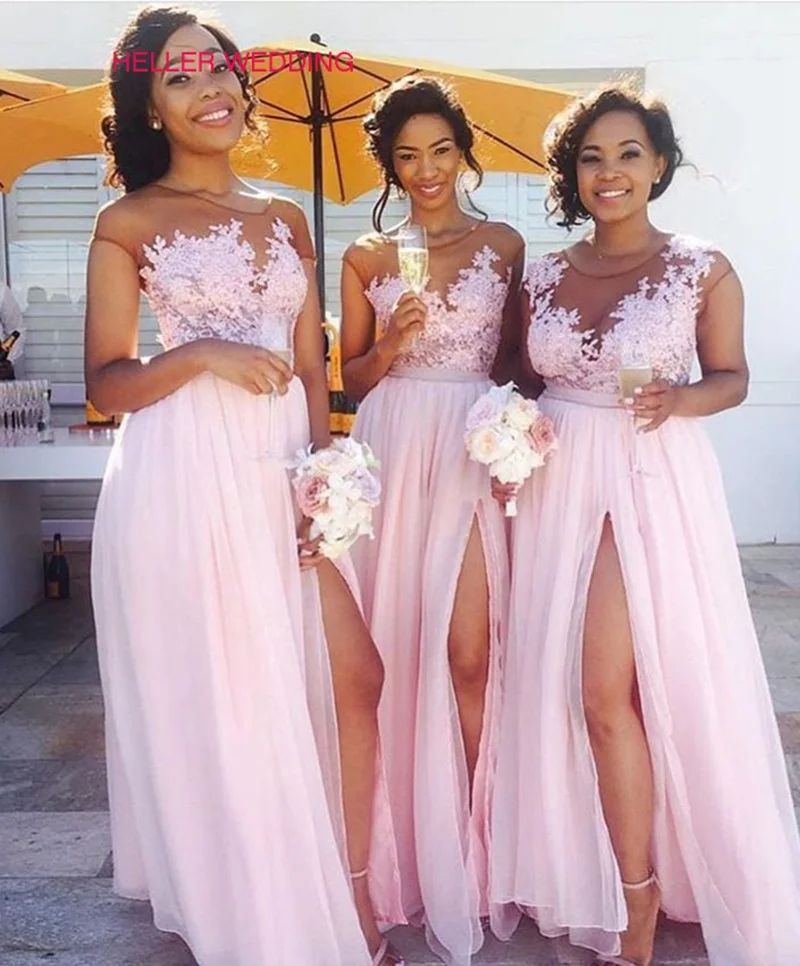 Awesome Bridesmaid Dress Pink Cap Sleeves Illusion Neck Appliqued African Bridesmaids Dresses Side Slit Bridesmade Dress
Awesome Bridesmaid Dress Pink Cap Sleeves Illusion Neck Appliqued African Bridesmaids Dresses Side Slit Bridesmade Dress