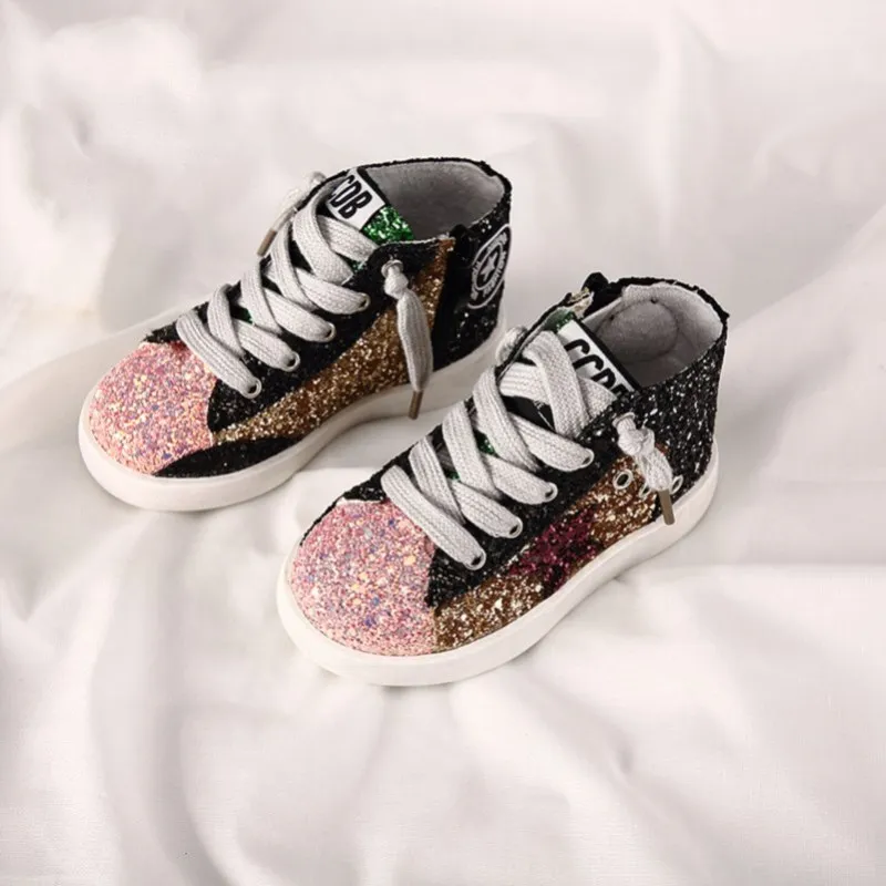 

KIDS 2018 Toddler Baby Glittler Shoe Girl Star White Sneaker Boy Sport Shoe Kid Child Causal Trainer Sequin Flat 3 colo