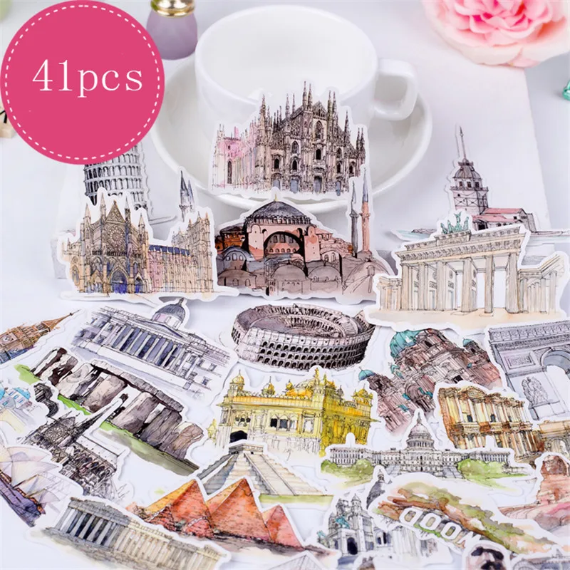 1packs Stickers scrapbooking Travel stickers planner girls kawaii beauty book sticker Landscape architecture small shop
1packs Stickers scrapbooking Travel stickers planner girls kawaii beauty book sticker Landscape architecture small shop
