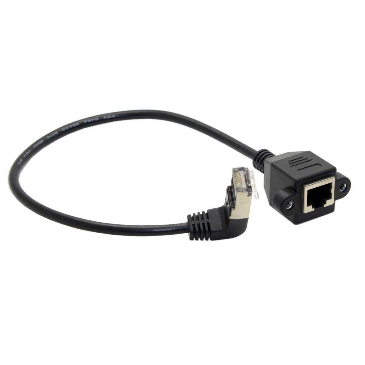 Jimier 0.3M Up Angled 90 Degree STP UTP Cat 5e Male to Female Panel Mount Ethernet Network Extension Cable
Jimier 0.3M Up Angled 90 Degree STP UTP Cat 5e Male to Female Panel Mount Ethernet Network Extension Cable
