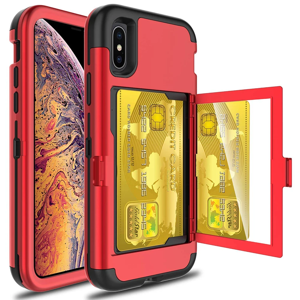 For iPhone Xs Max X 7 8 Plus Case Wallet Card Slot Holder Hidden Back Mirror Heavy Duty Full Body Protection Rugged Case Cover
For iPhone Xs Max X 7 8 Plus Case Wallet Card Slot Holder Hidden Back Mirror Heavy Duty Full Body Protection Rugged Case Cover