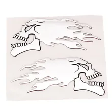 2 шт. 3D Хром Призрак череп голова авто мотоцикл автомобиля стикер эмблемы-наклейки для Haley Honda Kawasaki Suzuki 5.71x2.17in(China)