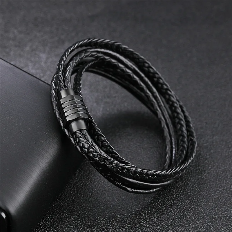 ZORCVENS Handmade Punk Leather Bracelets For Men Stainless Steel Magnetic Buckle Multilayer Braided Wrap Bracelet
ZORCVENS Handmade Punk Leather Bracelets For Men Stainless Steel Magnetic Buckle Multilayer Braided Wrap Bracelet