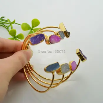 3Pcs Gold Color Polygon Bangles ,Mixed Color Drusy Quartz Stone Bangle Bracelets Adjustable Bracelets Jewelry Finding
3Pcs Gold Color Polygon Bangles ,Mixed Color Drusy Quartz Stone Bangle Bracelets Adjustable Bracelets Jewelry Finding