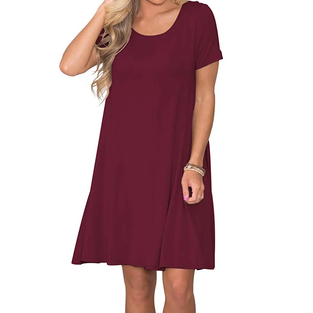 2019 new Women's Casual Dresses Round Neck Short Sleeve T-Shirt Solid Dress with Pockets fashion soft Breathable dress
2019 new Women's Casual Dresses Round Neck Short Sleeve T-Shirt Solid Dress with Pockets fashion soft Breathable dress