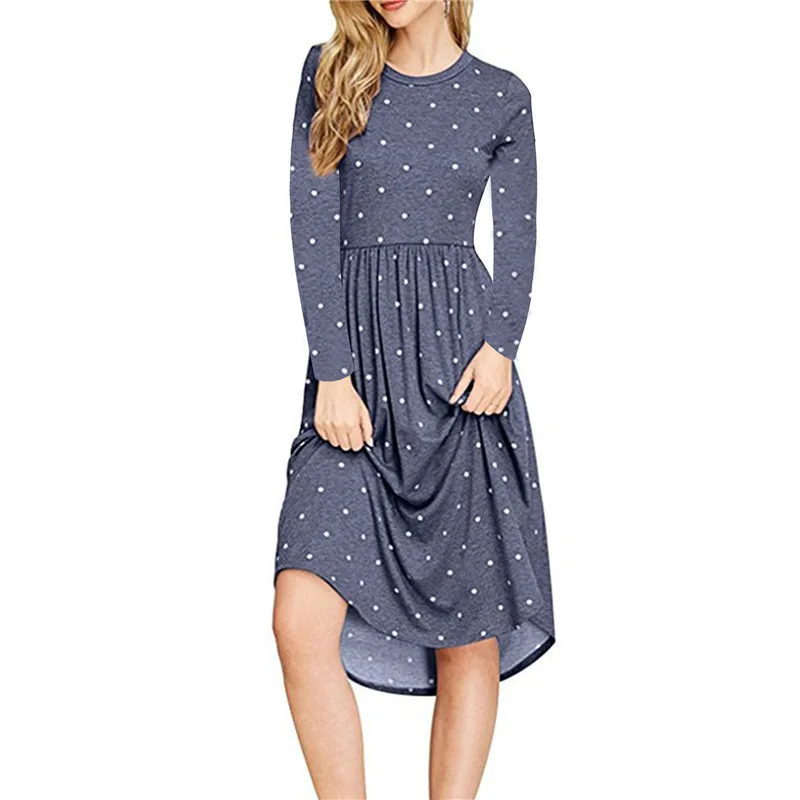 2019 Spring And Autumn New Women's Polka Dot Printed Long-sleeved Slim Round Neck Pocket Dress Women's Clothing LYQ003
2019 Spring And Autumn New Women's Polka Dot Printed Long-sleeved Slim Round Neck Pocket Dress Women's Clothing LYQ003