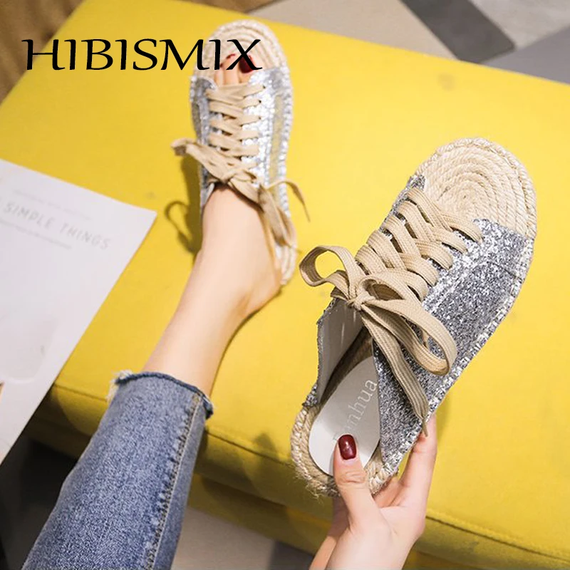 HIBISMIX Bling Women Lace Up Outside Slippers 2019 Fashion Spring Casual Sequined Cloth Flat with Slippers Femme 1326
HIBISMIX Bling Women Lace Up Outside Slippers 2019 Fashion Spring Casual Sequined Cloth Flat with Slippers Femme 1326