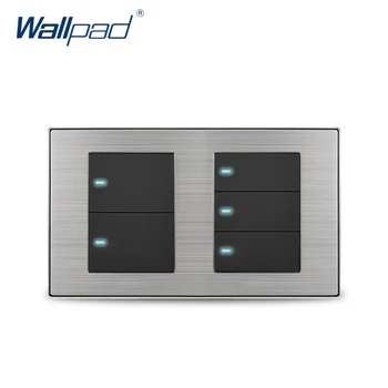Wallpad 5 Gang 2 Way Wall Switch With LED Indicator Luxury Satin Metal Panel Wall Light Switch 10A AC110~250V 160*86mm 
Wallpad 5 Gang 2 Way Wall Switch With LED Indicator Luxury Satin Metal Panel Wall Light Switch 10A AC110~250V 160*86mm