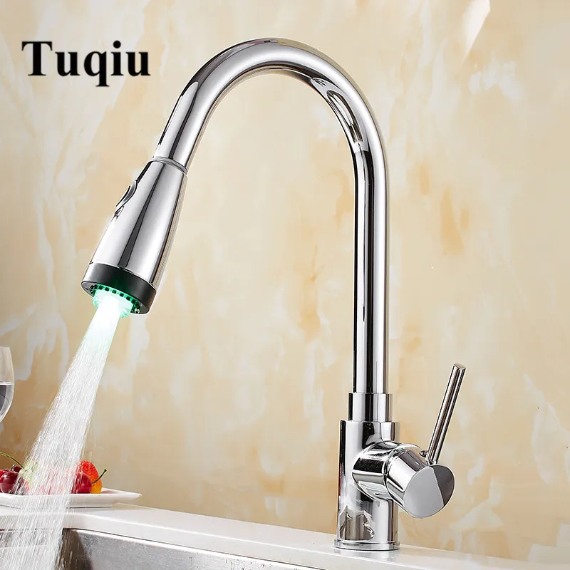 Pull Out Kitchen Faucet Chrome/black Led Sink Mixer Tap 360 degree rotation kitchen mixer taps Kitchen Tap LED Faucet
Pull Out Kitchen Faucet Chrome/black Led Sink Mixer Tap 360 degree rotation kitchen mixer taps Kitchen Tap LED Faucet
