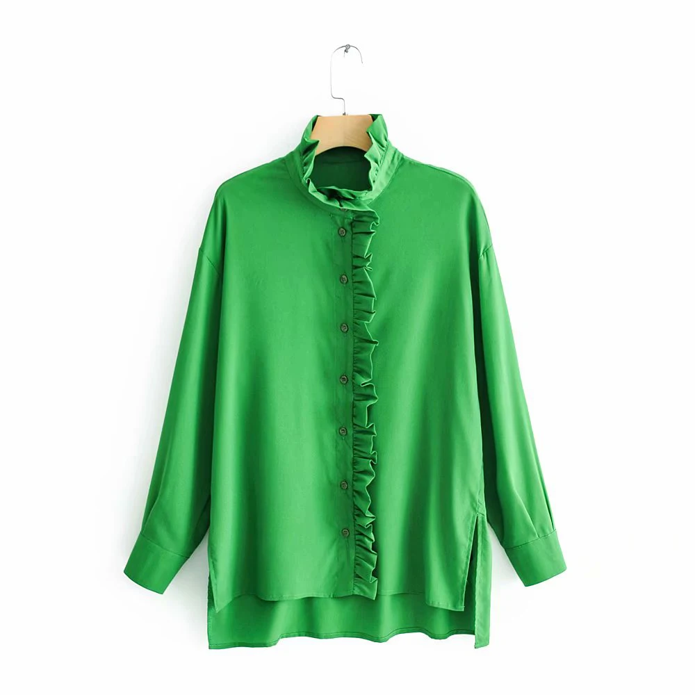 Spring Summer Women Green Fashion Za Pleated Shirts 2019 New Sweet Cascading Ruffles Long Sleeve Blouse blusas mujer de moda
Spring Summer Women Green Fashion Za Pleated Shirts 2019 New Sweet Cascading Ruffles Long Sleeve Blouse blusas mujer de moda