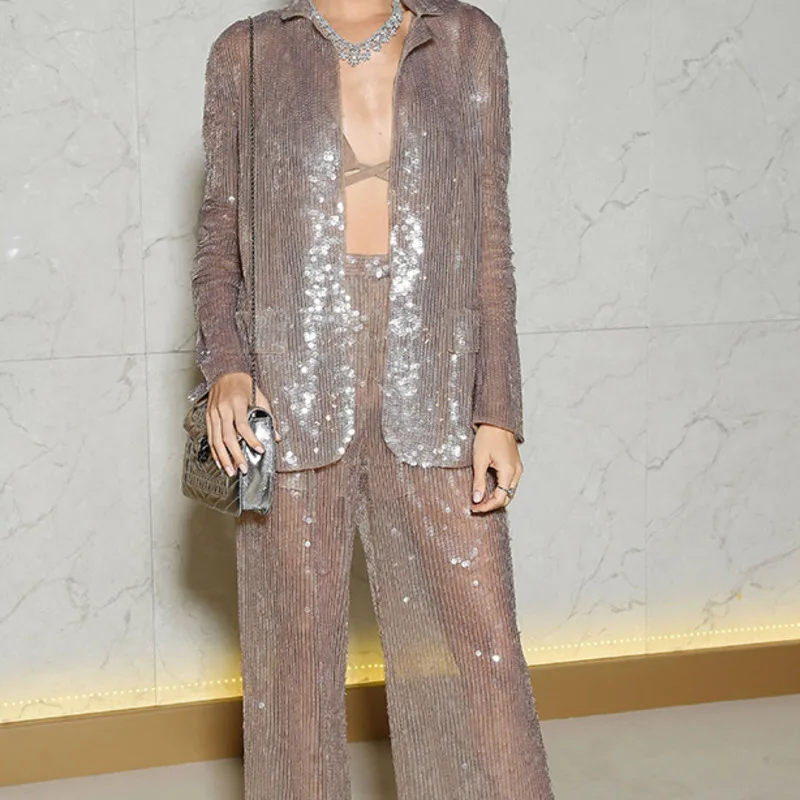 DEAT Metallic Sequins Dark Buckle Loose Woman Blazer Trousers Suit Advanced Temperament Fashion 2019 Autumn Winter New TV027
DEAT Metallic Sequins Dark Buckle Loose Woman Blazer Trousers Suit Advanced Temperament Fashion 2019 Autumn Winter New TV027