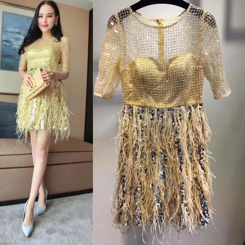 Fashion beauty dress feather stitching women summer dresses super sequin grooming sparkling dress boho sexy yellow dress jurken
Fashion beauty dress feather stitching women summer dresses super sequin grooming sparkling dress boho sexy yellow dress jurken
