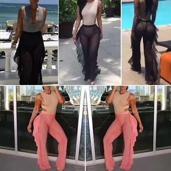 Thefound Hot Sexy Women Beach Mesh Ruffle Sheer Wide Leg Pants Trousers Bikini Cover Up
Thefound Hot Sexy Women Beach Mesh Ruffle Sheer Wide Leg Pants Trousers Bikini Cover Up