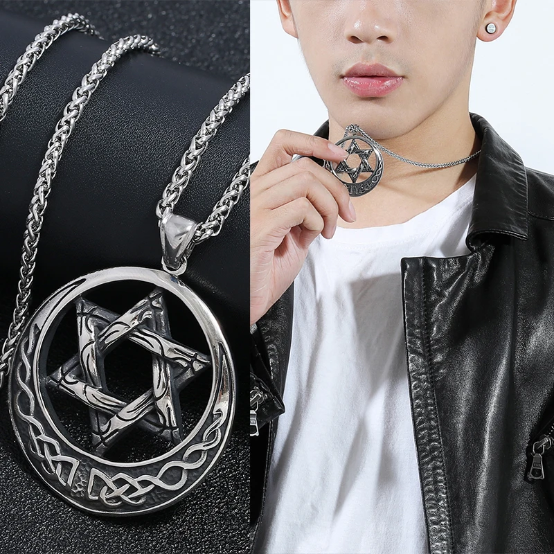 Mens Celtic Wicca Pentagram Star Amulet Pendant Necklace Stainless Steel Hexagram Necklace Chain 60-80cm
Mens Celtic Wicca Pentagram Star Amulet Pendant Necklace Stainless Steel Hexagram Necklace Chain 60-80cm
