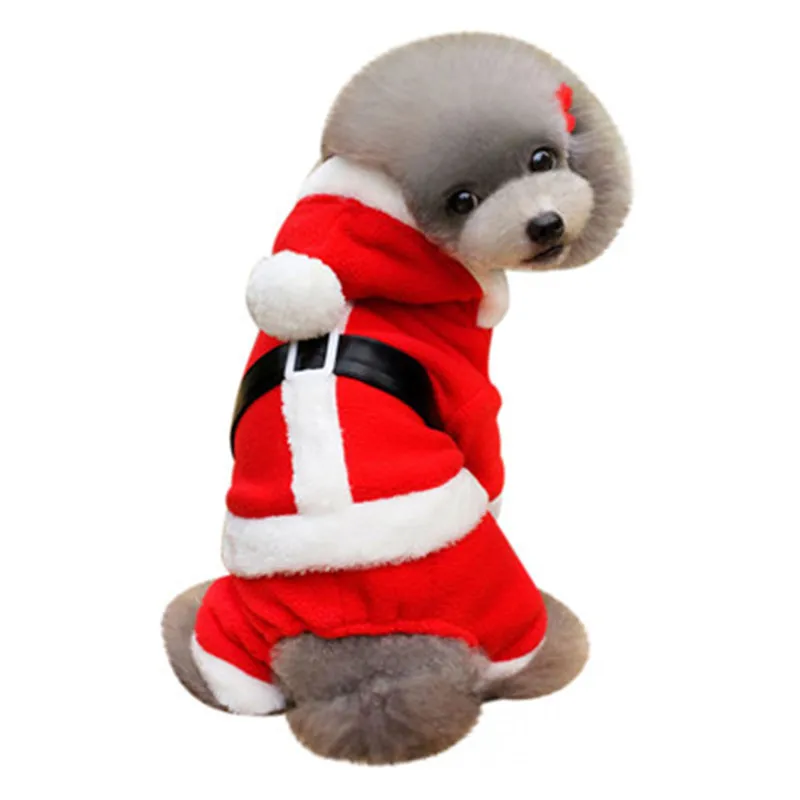 Фото Winter Dog red Jumpsuit clothes Christmas Decoration small Pet Cat Warm Polar fleece Coat Costume Apparel 2019 | Дом и сад