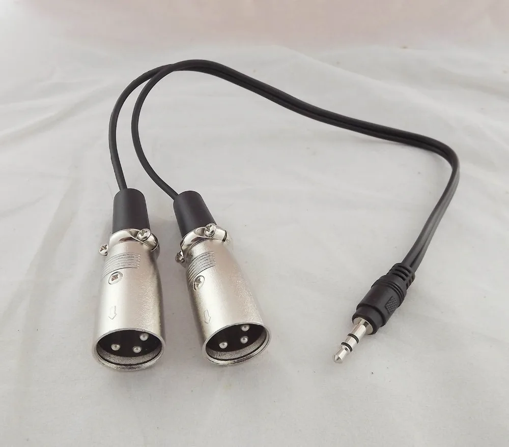 

1pcs 3.5mm 1/8" Male Stereo TRS Audio To 2 Dual 3 Pin XLR Male Microphone Cable 1ft/10ft