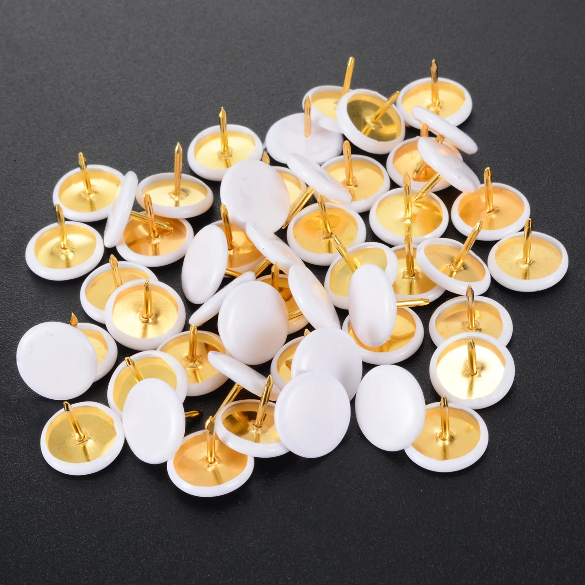50pcs White Round Shape Push Pins Thumb Tacks for Office School Notice Board Cork Board Paper