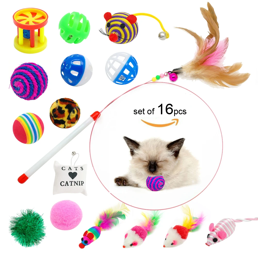 16pcs Pet Cat Toy Set Mouse Feather Teaser Wand Catnip Squeak Toys Ball Bell Cats Interactive Toy
16pcs Pet Cat Toy Set Mouse Feather Teaser Wand Catnip Squeak Toys Ball Bell Cats Interactive Toy