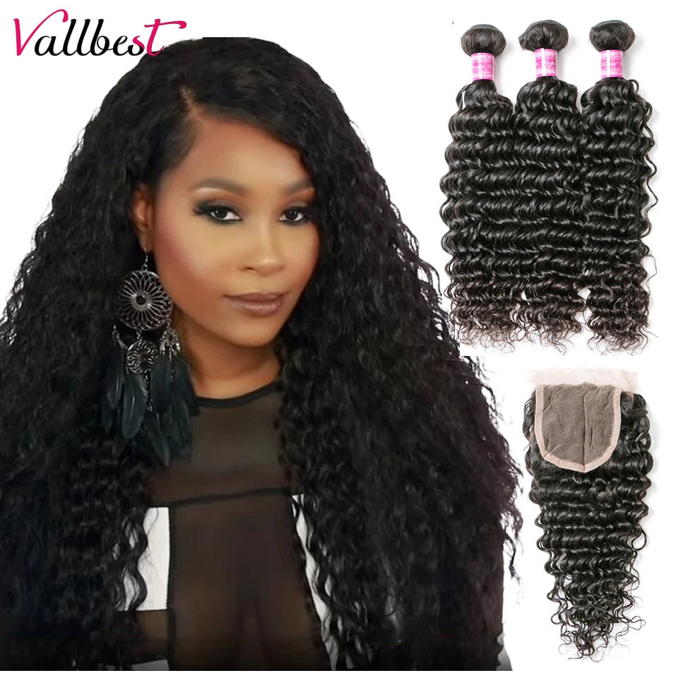 Vallbest Deep Wave Bundles With Closure Brazilian Hair Weave 3 Bundles With Lace Closure Remy Human Hair Bundles With Closure
Vallbest Deep Wave Bundles With Closure Brazilian Hair Weave 3 Bundles With Lace Closure Remy Human Hair Bundles With Closure