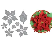Poinsettia em camadas gravados dados natal cortes de corte de metal dados scrapbooking crafting papel arte estêncil(China)